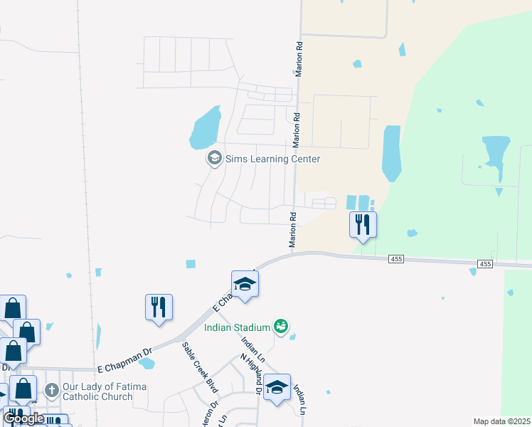 map of restaurants, bars, coffee shops, grocery stores, and more near 4931 Sanger Circle Drive in Sanger