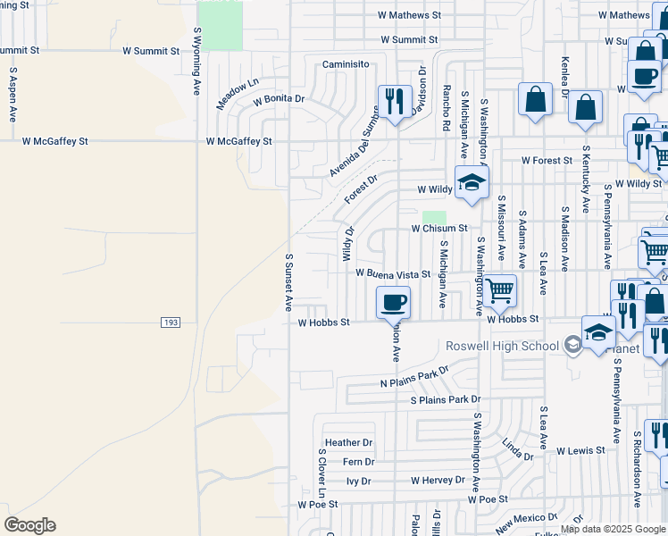 map of restaurants, bars, coffee shops, grocery stores, and more near 1405 Riley Drive in Roswell
