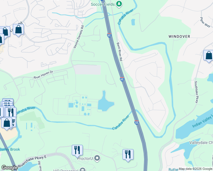 map of restaurants, bars, coffee shops, grocery stores, and more near 4336 Ridgemont Circle in Birmingham
