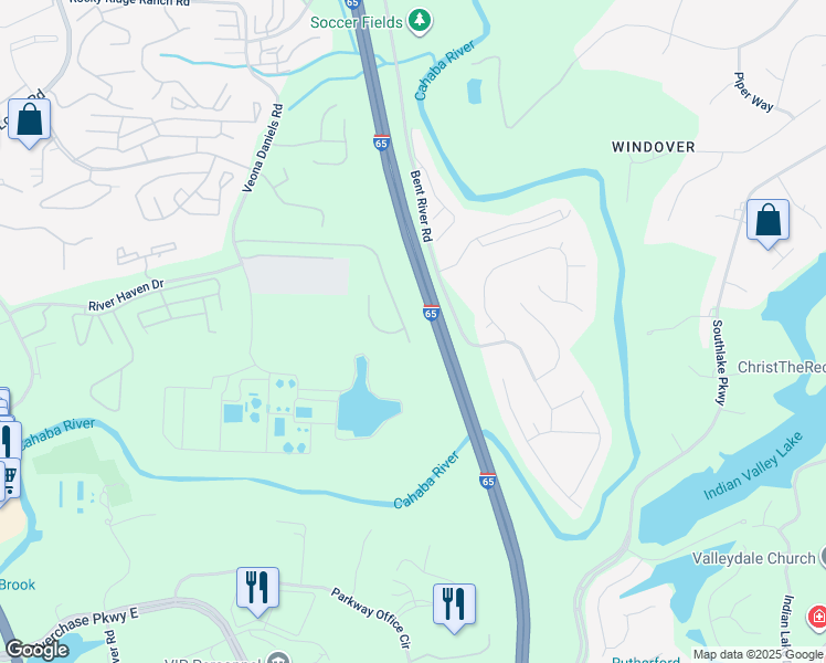 map of restaurants, bars, coffee shops, grocery stores, and more near 2564 Ridgemont Drive in Birmingham