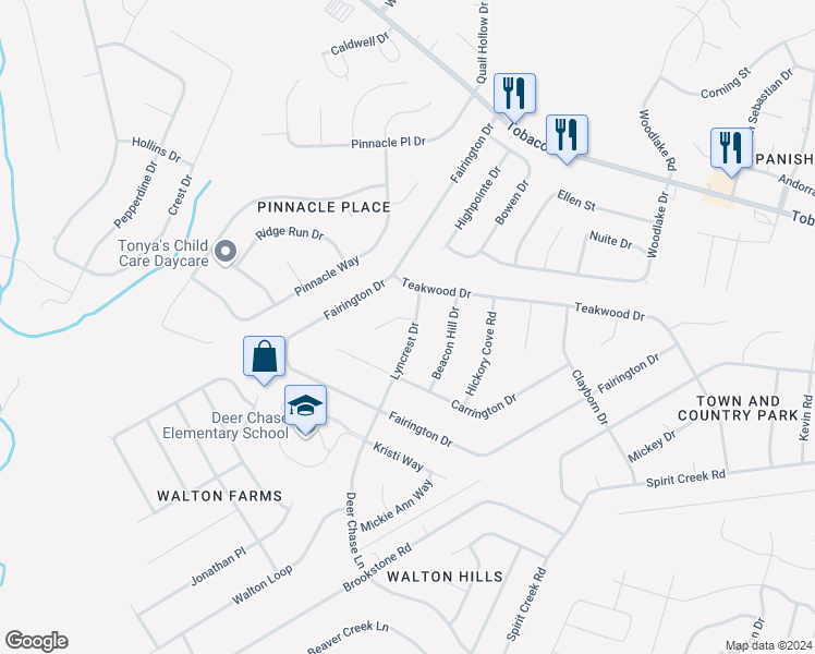 map of restaurants, bars, coffee shops, grocery stores, and more near 3707 Lyncrest Drive in Hephzibah