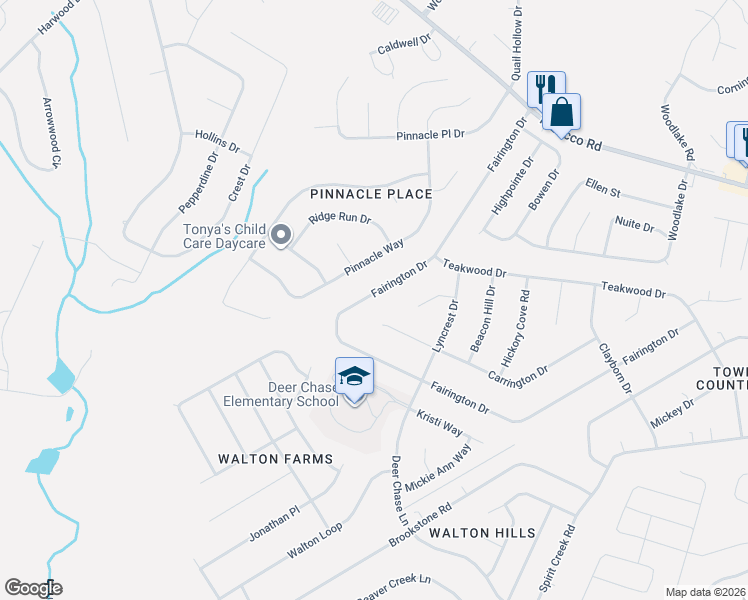 map of restaurants, bars, coffee shops, grocery stores, and more near 3763 Fairington Drive in Hephzibah
