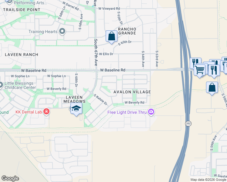 map of restaurants, bars, coffee shops, grocery stores, and more near 6509 West Constance Way in Phoenix