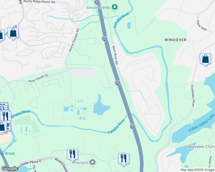 map of restaurants, bars, coffee shops, grocery stores, and more near 2548 Ridgemont Drive in Birmingham