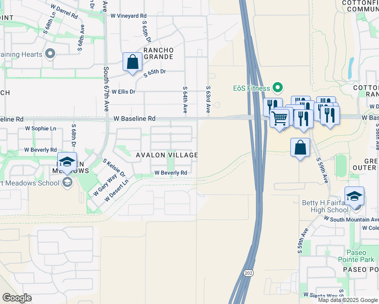 map of restaurants, bars, coffee shops, grocery stores, and more near 6317 West Constance Way in Phoenix