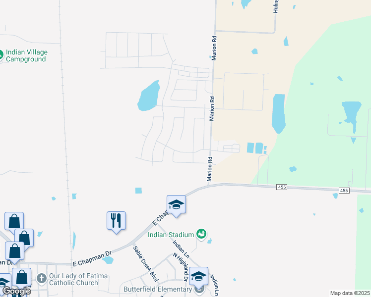 map of restaurants, bars, coffee shops, grocery stores, and more near 4914 Sanger Circle Drive in Sanger