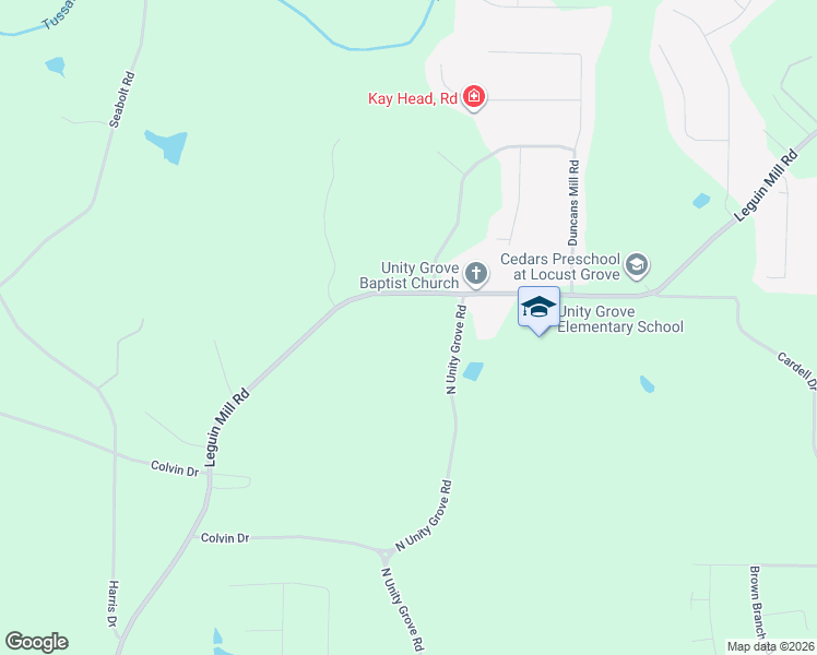 map of restaurants, bars, coffee shops, grocery stores, and more near 1032 Leguin Mill Road in Locust Grove