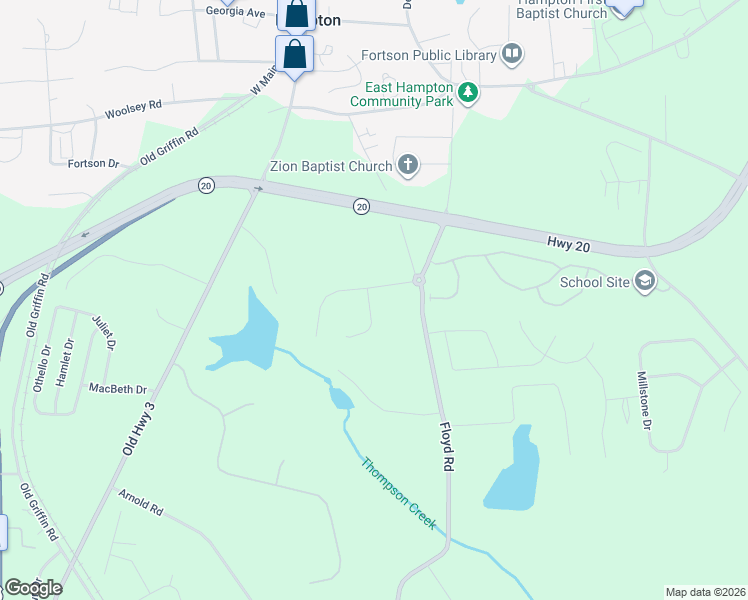 map of restaurants, bars, coffee shops, grocery stores, and more near 46 West King Road in Hampton