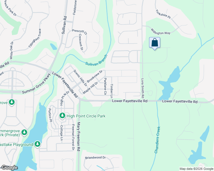 map of restaurants, bars, coffee shops, grocery stores, and more near 34 Parklane Circle in Newnan
