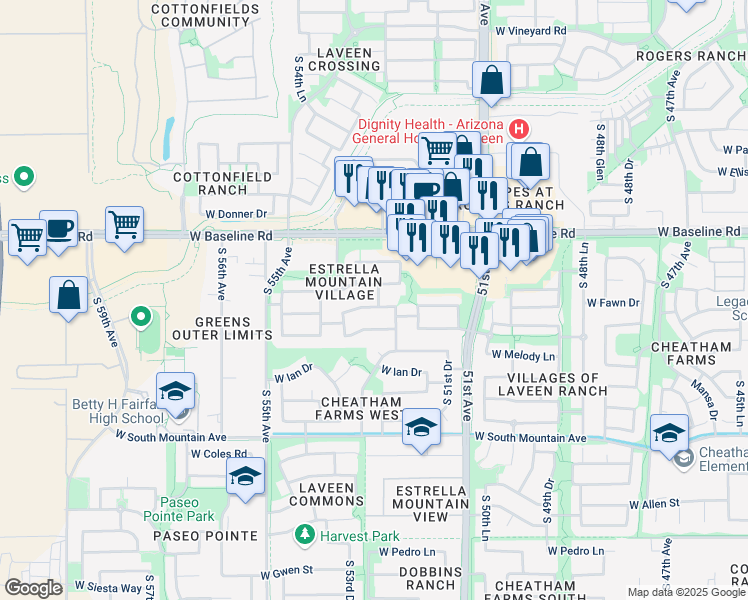 map of restaurants, bars, coffee shops, grocery stores, and more near 5304 W Fawn Dr in Phoenix