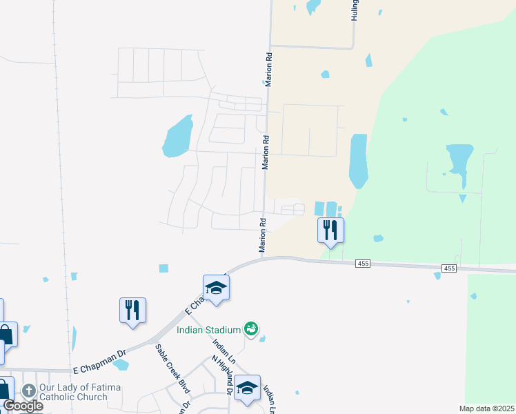 map of restaurants, bars, coffee shops, grocery stores, and more near 4001 Windmill Drive in Sanger