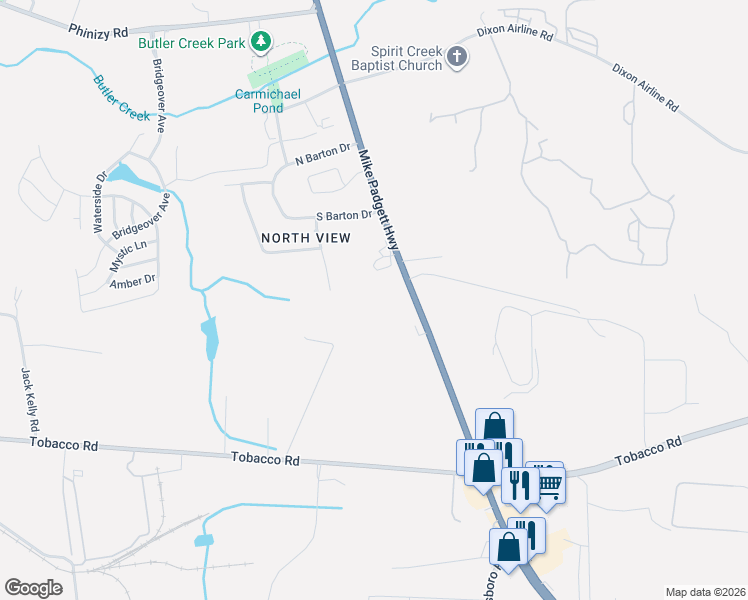 map of restaurants, bars, coffee shops, grocery stores, and more near 3605 Mike Padgett Highway in Augusta