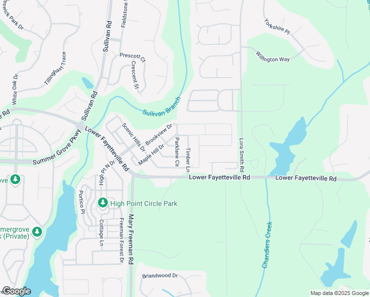 map of restaurants, bars, coffee shops, grocery stores, and more near 34 Parklane Circle in Newnan