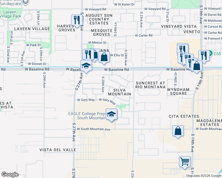 map of restaurants, bars, coffee shops, grocery stores, and more near 2409 West Beverly Road in Phoenix