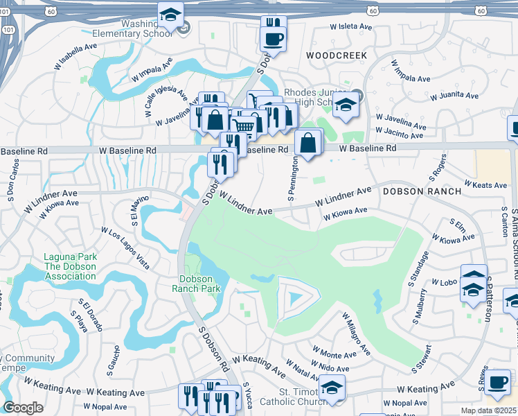 map of restaurants, bars, coffee shops, grocery stores, and more near in Mesa