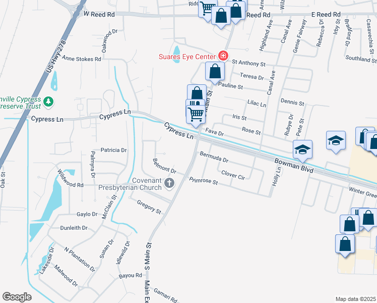 map of restaurants, bars, coffee shops, grocery stores, and more near 1700 South Main Street in Greenville