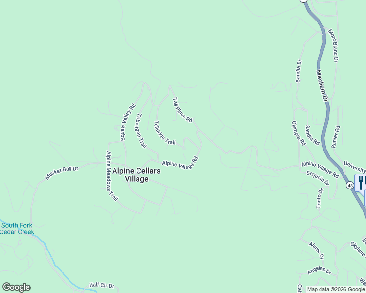 map of restaurants, bars, coffee shops, grocery stores, and more near 117 Telluride Trail in Ruidoso