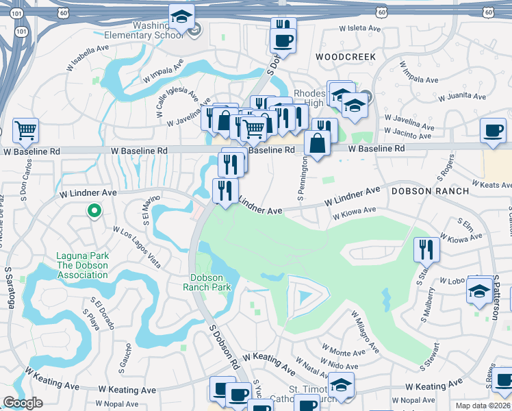 map of restaurants, bars, coffee shops, grocery stores, and more near in Mesa