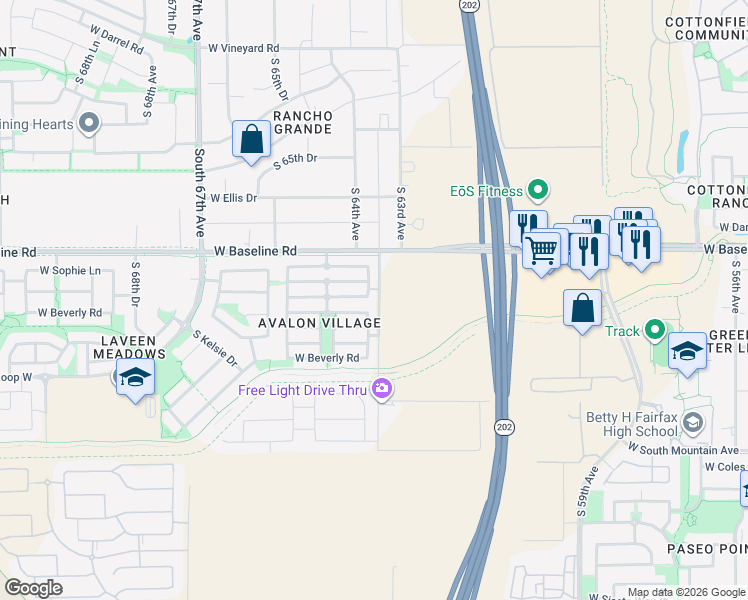 map of restaurants, bars, coffee shops, grocery stores, and more near 6317 West Constance Way in Phoenix