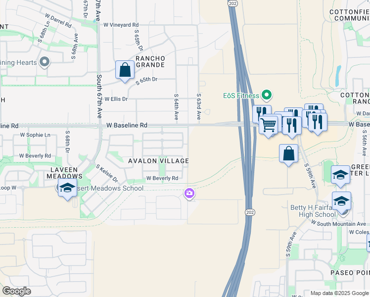 map of restaurants, bars, coffee shops, grocery stores, and more near 6317 West Constance Way in Phoenix