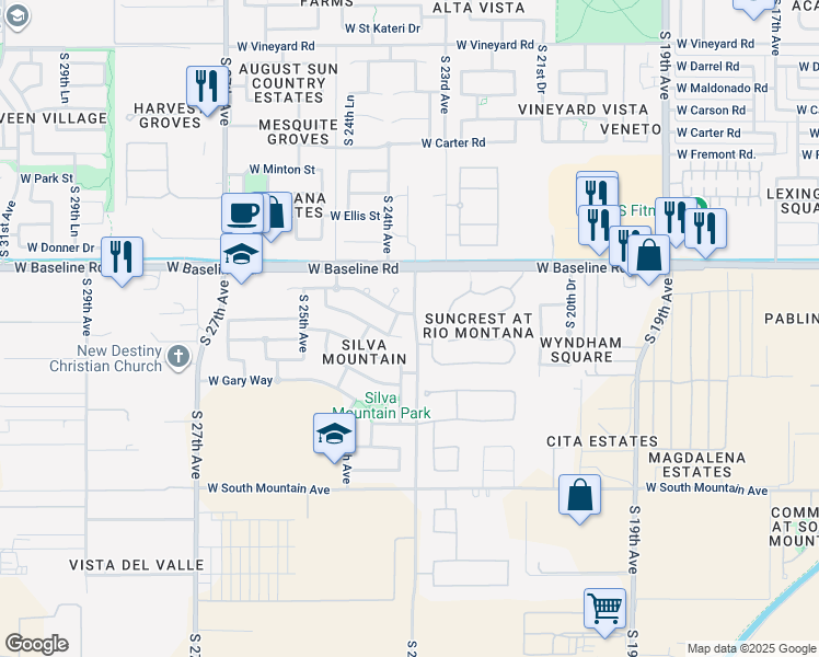 map of restaurants, bars, coffee shops, grocery stores, and more near 2205 West Fawn Drive in Phoenix