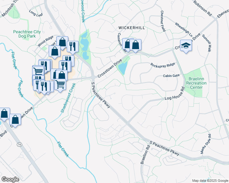 map of restaurants, bars, coffee shops, grocery stores, and more near 41 Prestwick Court in Peachtree City