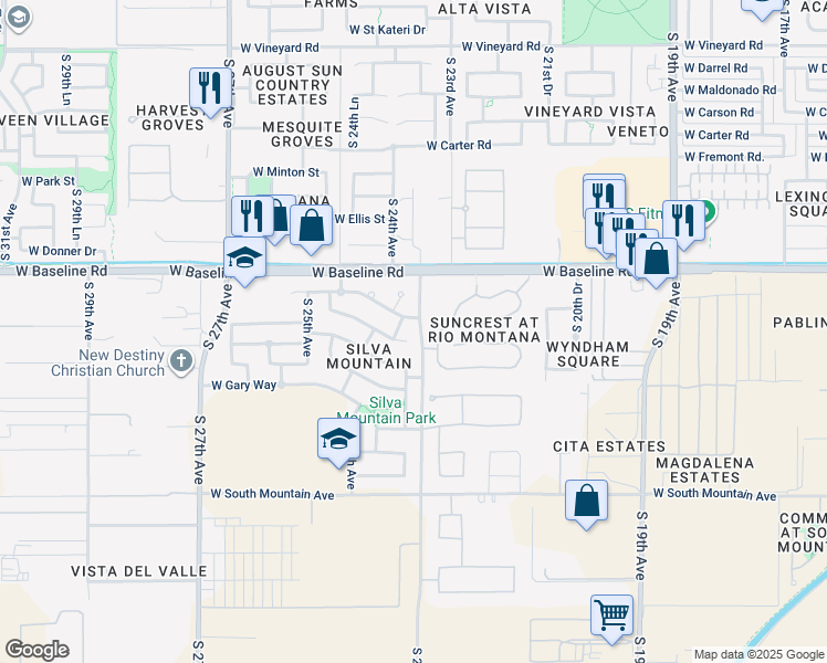 map of restaurants, bars, coffee shops, grocery stores, and more near 2205 West Fawn Drive in Phoenix