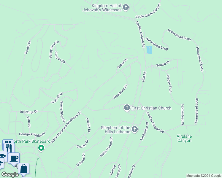 map of restaurants, bars, coffee shops, grocery stores, and more near 120 Pat Thompson Court in Ruidoso
