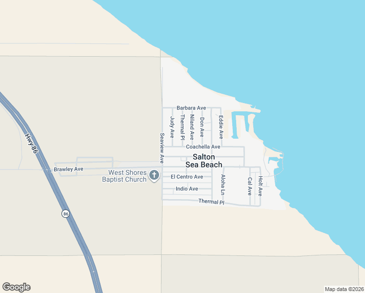 map of restaurants, bars, coffee shops, grocery stores, and more near Thermal Place in Salton Sea Beach