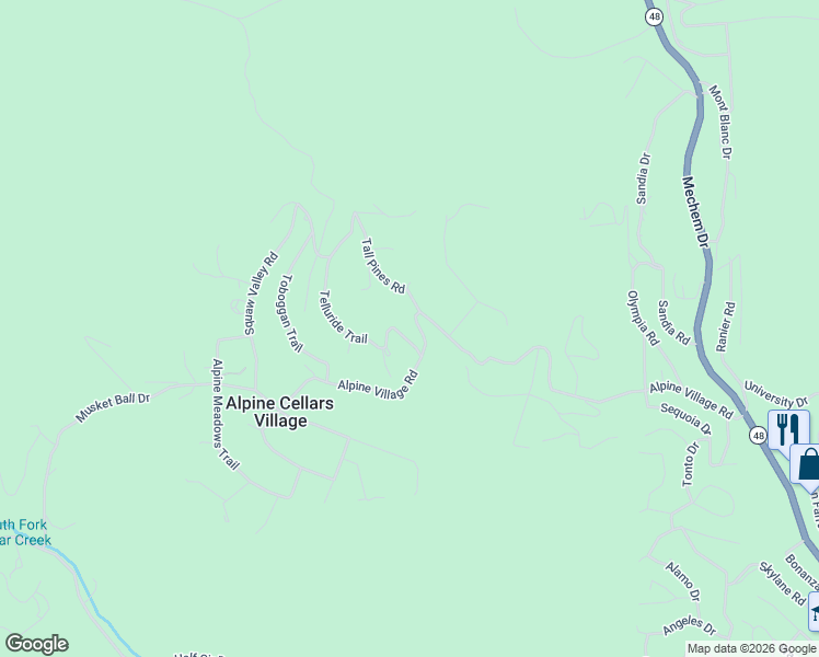 map of restaurants, bars, coffee shops, grocery stores, and more near 86 Sierra Blanca Trail in Ruidoso