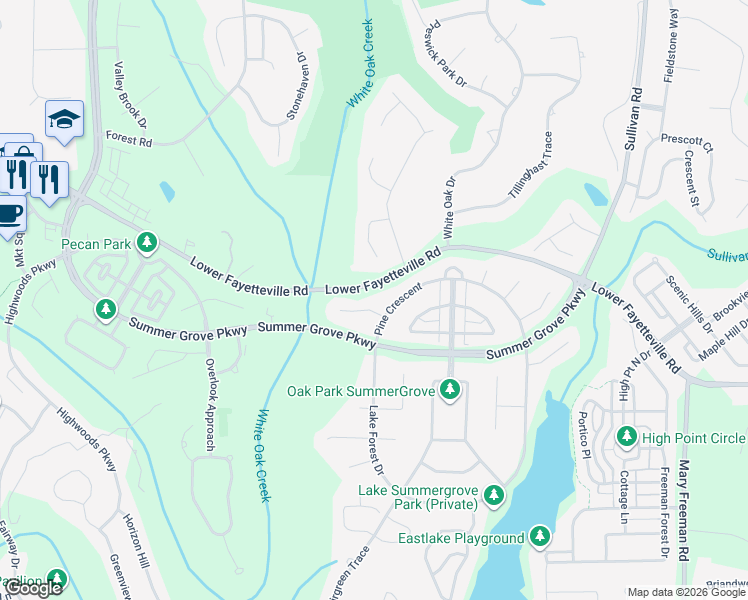 map of restaurants, bars, coffee shops, grocery stores, and more near 13 Brookmere in Newnan