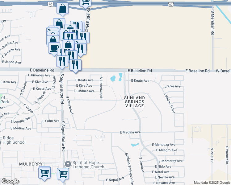 map of restaurants, bars, coffee shops, grocery stores, and more near 149 East Kilarea Avenue in Mesa