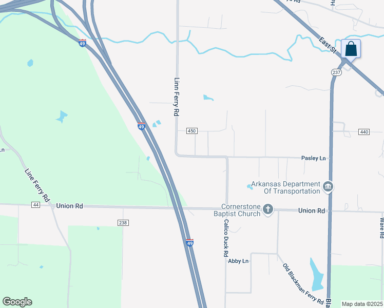 map of restaurants, bars, coffee shops, grocery stores, and more near 45 Old Blackman Ferry Road in Texarkana