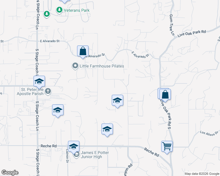 map of restaurants, bars, coffee shops, grocery stores, and more near 363 Tumble Creek Lane in Fallbrook