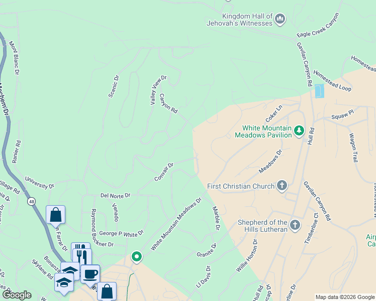 map of restaurants, bars, coffee shops, grocery stores, and more near 405 Sunny Slope Drive in Ruidoso