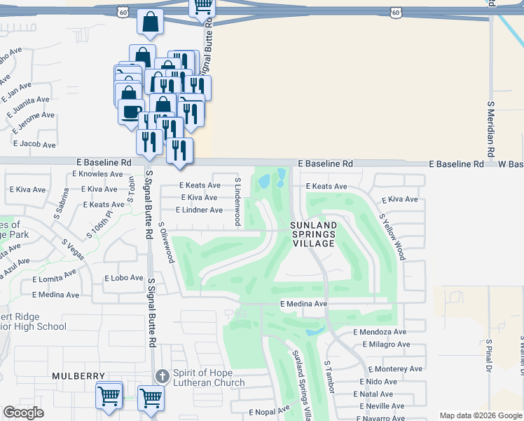 map of restaurants, bars, coffee shops, grocery stores, and more near 149 East Kilarea Avenue in Mesa