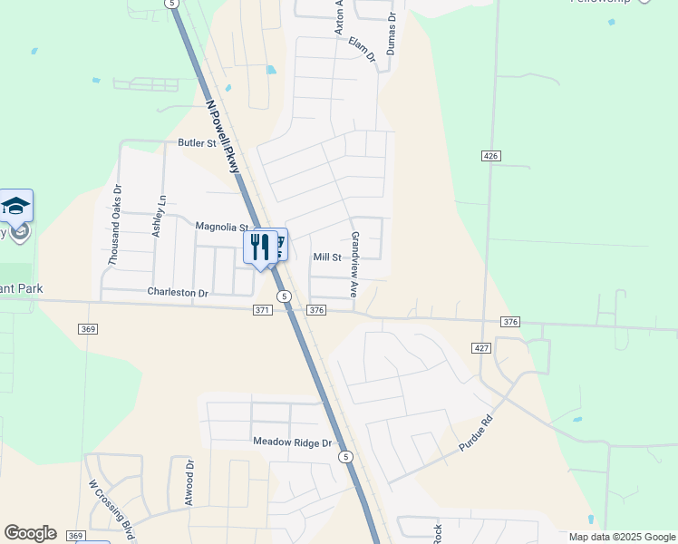 map of restaurants, bars, coffee shops, grocery stores, and more near 149 Oriole Drive in Anna