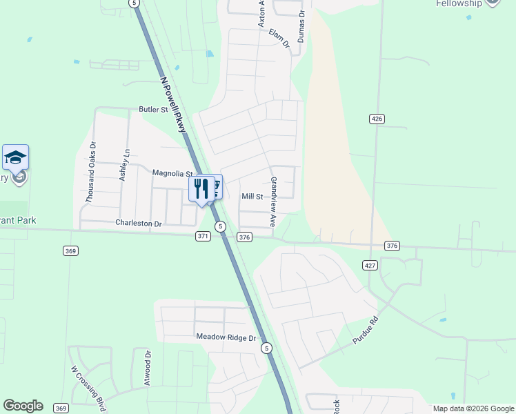 map of restaurants, bars, coffee shops, grocery stores, and more near 117 Oriole Drive in Anna