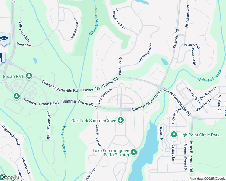 map of restaurants, bars, coffee shops, grocery stores, and more near 77 Pine Crescent in Newnan