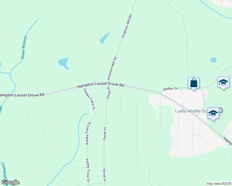 map of restaurants, bars, coffee shops, grocery stores, and more near 301 Vantage Point in Locust Grove