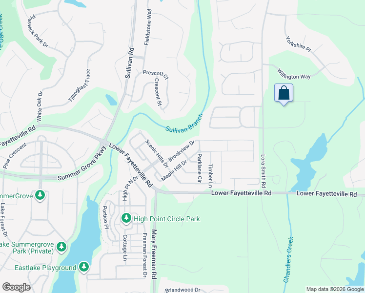map of restaurants, bars, coffee shops, grocery stores, and more near 51 Brookview Drive in Newnan