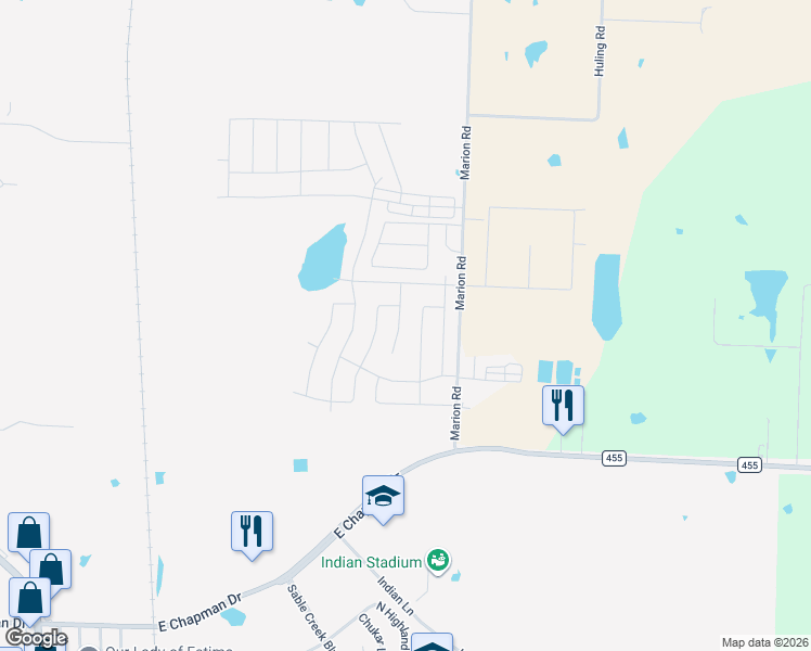 map of restaurants, bars, coffee shops, grocery stores, and more near 4017 High Plains Drive in Sanger