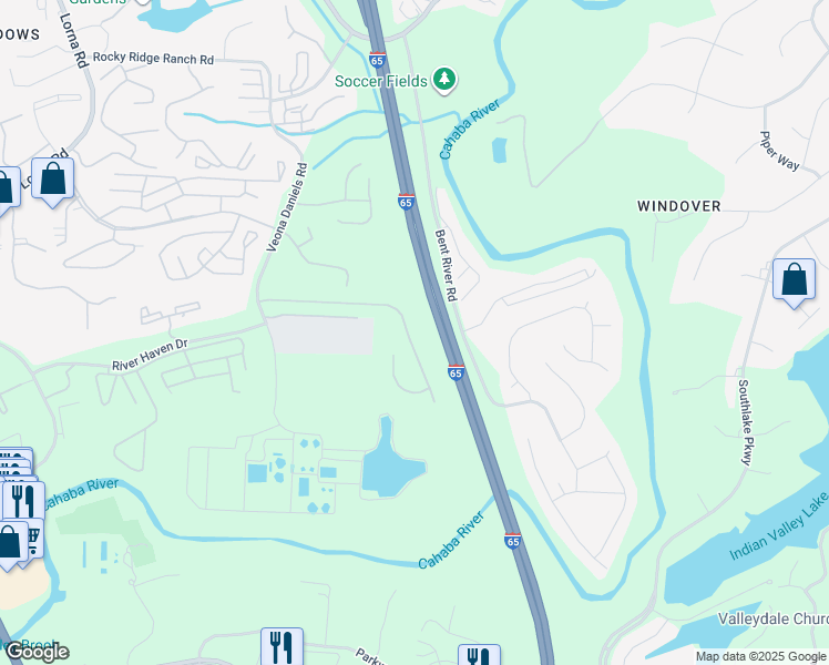 map of restaurants, bars, coffee shops, grocery stores, and more near 2474 Ridgemont Drive in Birmingham