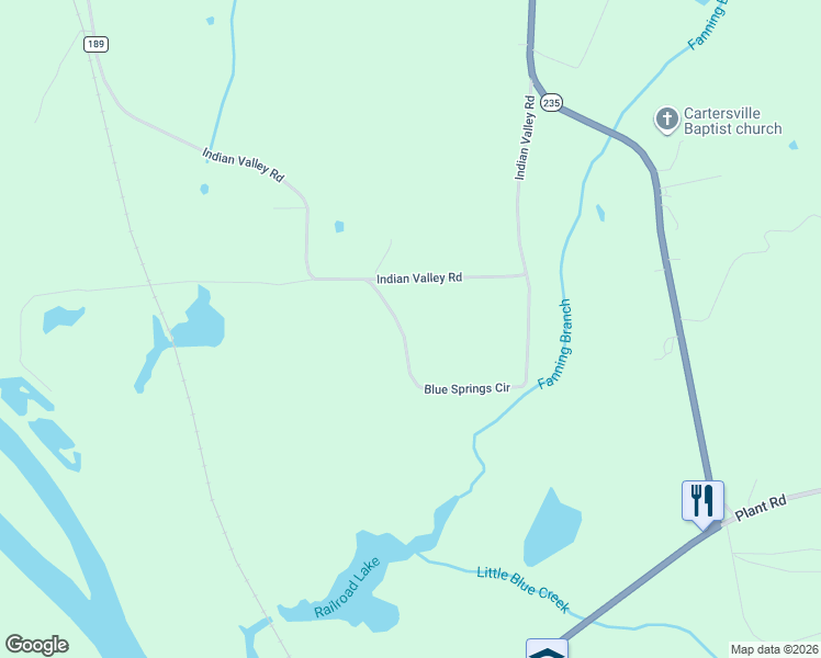 map of restaurants, bars, coffee shops, grocery stores, and more near 715 Indian Valley Road in Talladega County