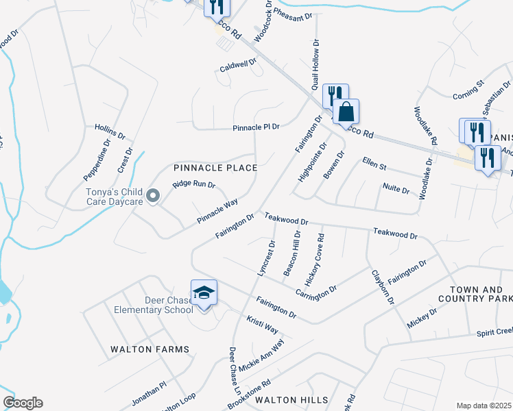 map of restaurants, bars, coffee shops, grocery stores, and more near 3741 Fairington Drive in Hephzibah