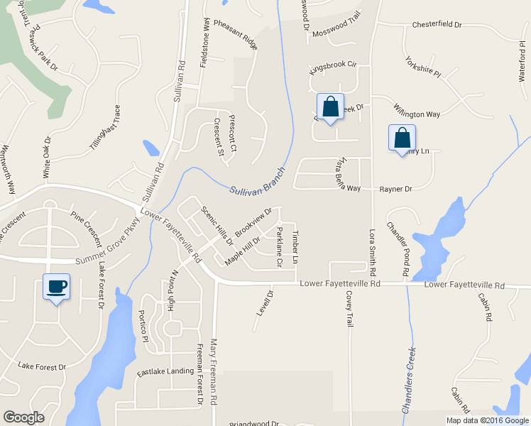 map of restaurants, bars, coffee shops, grocery stores, and more near 6 Brook View Drive in Newnan