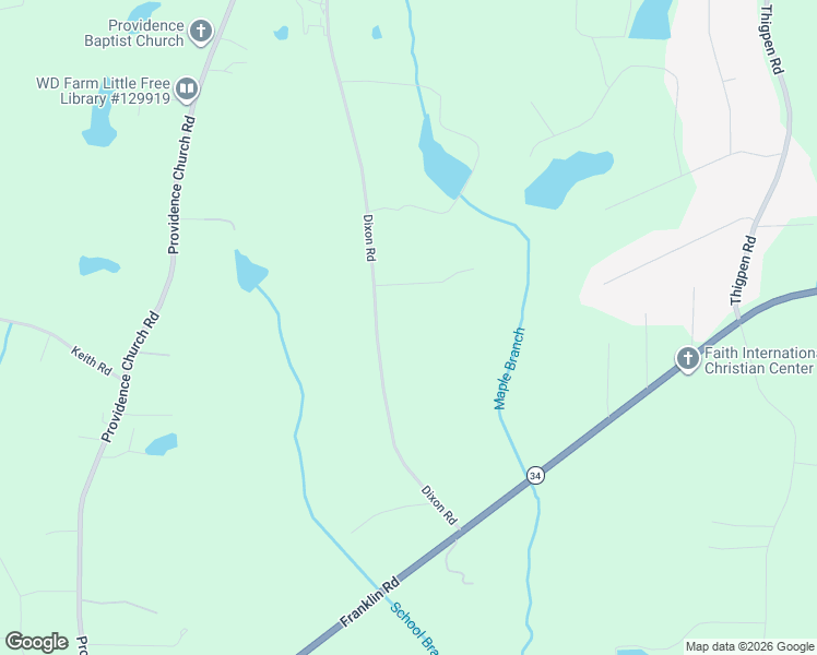 map of restaurants, bars, coffee shops, grocery stores, and more near 281 Dixon Road in Newnan
