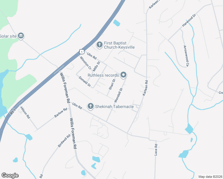 map of restaurants, bars, coffee shops, grocery stores, and more near 3816 Shari Street in Hephzibah