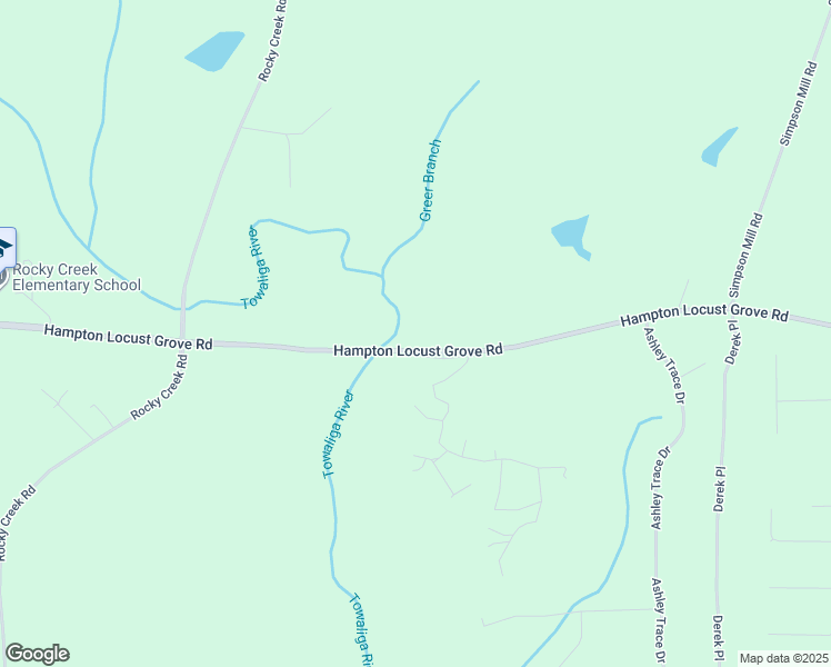 map of restaurants, bars, coffee shops, grocery stores, and more near 1287 Hampton Locust Grove Road in Locust Grove