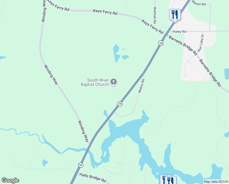 map of restaurants, bars, coffee shops, grocery stores, and more near 113 Collier Road in Jackson